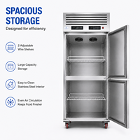 Réfrigérateur-congélateur vertical commercial à double température de 500 L en acier inoxydable avec compresseur Embraco