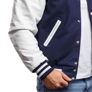 Chaqueta Universitaria Americana para Hombre, Estilo Letterman, Cuerpo de Lana, Transpirable, Ecológica, Cierre Frontal con Cremallera, Diseño Vintage con Parches, Estilo Bomber - Product Image 5
