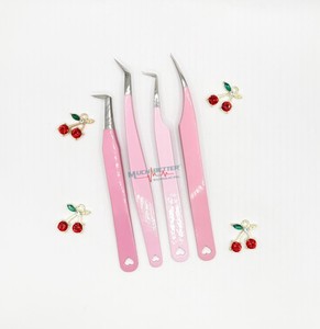 Pinces à cils en acier inoxydable fines à 90 degrés et à embout, logo personnalisé, charme fruit et fleur, couleur peinte, pinces à cils à embout, fibre - Product Image 3