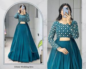 Lehenga Choli pour femme, en georgette, avec des sequins et des broderies, vêtement occasionnel, fabriqué à Surat, en vente - Product Image 6