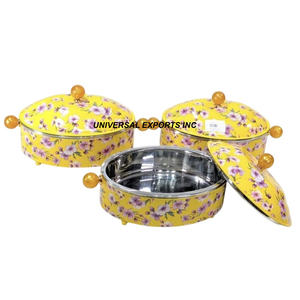 Marmite à double paroi en acier inoxydable avec finition dorée Casserole artisanale d'excellente qualité Réchauffeur d'aliments en métal design le plus vendu - Product Image 2