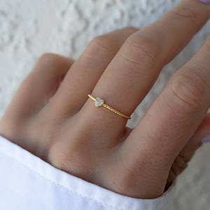 Bague en argent sterling massif 925 en forme de cœur en zircon cubique rond fait à la main jolies conceptions abstraites fantaisie bijoux cadeau pour les partenaires - Product Image 4
