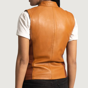 Chaleco de Cuero Genuino Moderno para Mujer, Tejido, Transpirable, Ajustado, Ropa Urbana Moderna - Product Image 5