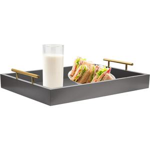 Plateau de service en bois au design moderne avec poignées élégantes pour le petit-déjeuner, le café, les collations et la décoration intérieure - Product Image 2