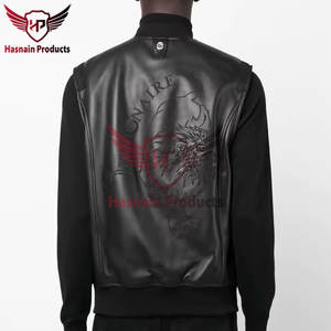 Chaleco informal de cuero Bomber para hombre, chaleco cálido y transpirable de primera calidad para invierno, ropa exterior negra con estilo - Product Image 4