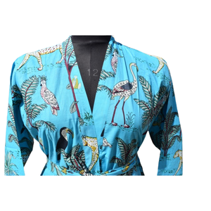 Kimono Algodón Impreso Albornoz Mujer Verano Frente abierto Ropa de dormir Bata Ropa de playa Vestido - Product Image 3