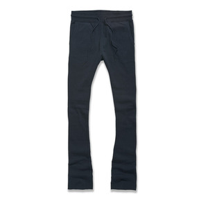 Pantalones apilados de cintura alta personalizados para hombres Estilo frontal plano lavado medio real de alta calidad a la moda para hombres con diseño personalizado - Product Image 3