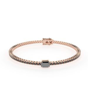 Pulsera De Tenis De Plata Esterlina Balck Esmeralda Y Piedra Redonda Para Mujer - Product Image 6