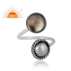 Fabricante de joyería de anillo trenzado de piedras preciosas de cristal de mopa gris doblete Natural de Plata de Ley 925 más vendido - Product Image 2