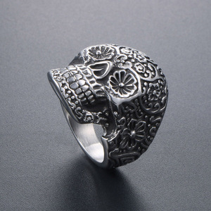 Venta al por mayor 316L de acero inoxidable Hip Hop anillo gótico vikingo titanio calavera anillo impermeable diseñador moda hombres compromiso cobre - Product Image 2