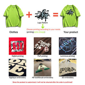 Camisetas de Manga Corta con Cuello Redondo, 100% Algodón de Alta Calidad, 320 g/m², Corte Holgado, con Estampado Puff, Tejido de Punto Blanco - Product Image 6