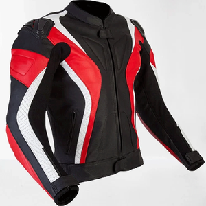 Black Red Genuine Cowhide Leather Breathable Waterproof Windproof Racing Motorbike Jacket CE Armours Protections Men Custom - Product Image 5