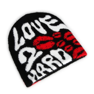 Fabricant de tricot chaud pour l'hiver Logo personnalisé Fourrure partout imprimé Style sans manchette Jacquard Mohair Beanie Skully Hat Cap - Product Image 2