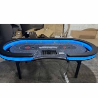 Table de poker professionnelle de qualité casino 10 joueurs de siège Table de poker Texas Hold'em personnalisée en usine avec lumière LED