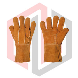 Short Length Mig Tig Stick Welding BBQ Grill Fireplace Tear-Resistant 11 oz <b>Knit</b> Wrist Heat Fire Resistant Leather <b>Gloves</b> - Product Image 1