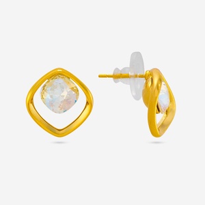 Trendy 192735 Religious <b>Stud</b> Hoop <b>Earrings</b> Geometric Bezel Setting with Pearl for Parties Made From Stainless Steel Zinc Alloy - Product Image 4
