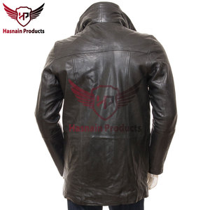Men's Black Leather <b>Coat</b> - Customized Elegance Tailored to Perfection Men's Black Leather <b>Coat</b> Customized Leather Jacket - Product Image 6