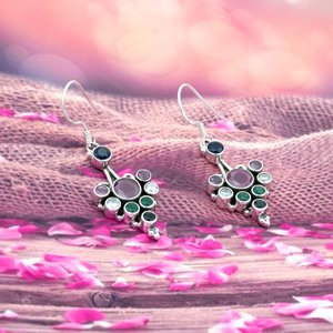 925 Silver <b>Fine</b> <b>Stud</b> <b>Earrings</b> with Natural Gemstones Multi-Color Emerald Ruby Sapphire Wedding <b>Earrings</b> - Product Image 1