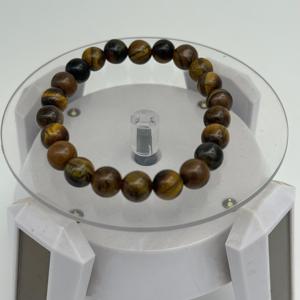 Bracelet en perles de pierre naturelle œil de tigre, style religieux classique, avec pointe de stylo-plume en or diamanté, cadeau de bijoux fait main, vente en gros - Product Image 2