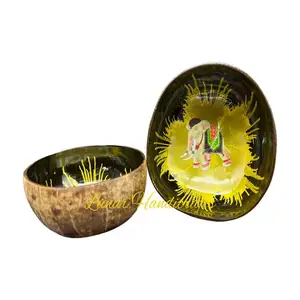 친환경 자연 핸드 아트 코코넛 쉘 그릇 유기농 반 벌크 도매 코코넛 쉘 그릇 베트남에서 만든