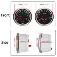Set Speedometer GPS 85mm 2 Gauge 120MPH Odometer Tachometer 8000RPM Pengukur Bahan Bakar/Suhu Air 40-120 Piston Tekanan Oli