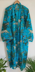 Kimono de algodón Unisex con diseño de Safari del Pacífico, bata, ropa de noche, bata de maquillaje, ropa de playa, albornoz, ropa de verano - Product Image 3