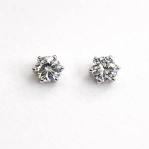 Pendientes Románticos de Plata de Ley con Baño de Rodio, Corte Brillante Redondo, 6 Puntas, Regalo para Niños, para Compromiso, Boda, Fiesta - Product Image 3