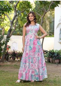 ชุดราตรีผ้าฝ้ายพิมพ์ลายสตรีน้ำหนักเบา, เสื้อผ้าฝ้ายเรยอนสำหรับสตรี - Product Image 5