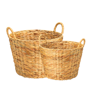 ตะกร้าผักตบชวามีสไตล์ตะกร้าซักผ้าพร้อมที่จับทนทานและกรอบสำหรับจัดระเบียบเสื้อผ้าและของใช้ในครัวเรือนจากเวียดนาม - Product Image 1