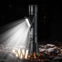Linterna LED COB Recargable Súper Brillante con Lente Fresnel de Enfoque Ajustable y Lámpara de Escritorio Lateral, Cuerpo de ABS, Carga USB