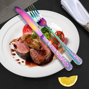 Ensemble de couverts multicolores brillants avec motif floral pour salle à manger élégante fête de mariage maison de luxe et accessoires de table élégants - Product Image 6