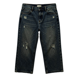 Jeans courts vintage délavés personnalisés pour femme – Coupe décontractée, jambe droite, effet usé, style streetwear, longueur cheville - Product Image 3