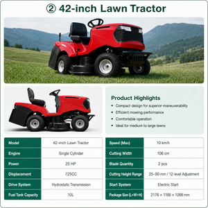 Tondeuse autoportée professionnelle rouge et noire à quatre roues motrices, moteur essence 4 temps 150cc, coupe-herbe de jardin, OEM, prix usine - Product Image 6