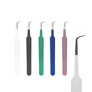 Pinzas profesionales de Extensión de pestañas de acero inoxidable fuertemente curvadas último diseño disponible todos los colores 10mm OEM ODM - Product Image 4