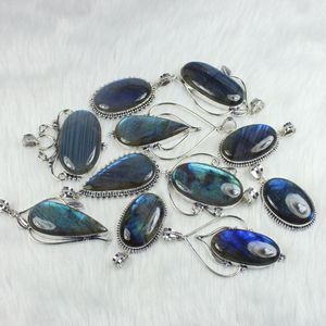 Blue Flash Labradorite Gemstone Pendentif Making pour Silver Jewelry Supply Designer Collet Pendentif Collier - Product Image 2