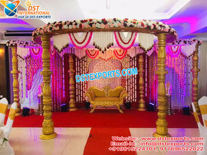 Blanco Maharani Doble Polo Boda Mandap Dreamy Temática Doble Polo Mandap Decoración Aspecto Exclusivo Boda India Malasia - Product Image 5