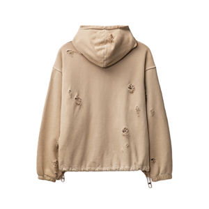 เสื้อฮู้ดดี้ผู้ชายแบบใหม่ สไตล์ดิสเทรส ทรงหลวม ไหล่ตก ผ้าหนา ระบายอากาศดี ล้างสีแบบแอซิดวอช ผลิตในปากีสถาน - Product Image 4