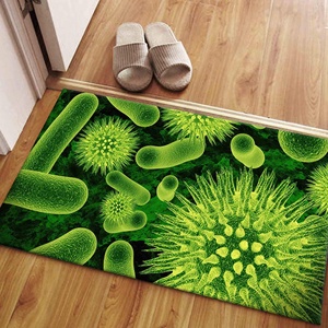 Alfombra con Estampado de Bacterias Microscópicas, Verde, Moderna, Pequeña, para Regalo de Inauguración, con Pelo Suave - Product Image 1