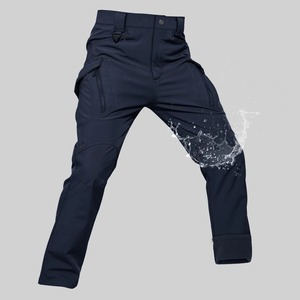 Pantalon de travail décontracté pour homme, coupe droite, léger, uni, multi-poches, 100% coton, taille élastique, coupe-vent, épaissi - Product Image 3