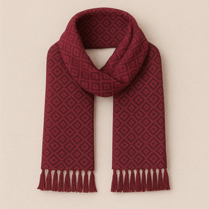 Estola Rectangular Larga Beige de Primera Calidad, 100% Lana y Rayón, con Bordado de Lunares, Ligera, de Secado Rápido y Transpirable para Invierno - Product Image 1