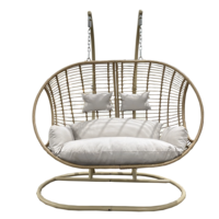 Fauteuil suspendu double avec support, panier suspendu en rotin résistant aux intempéries pour jardin et terrasse