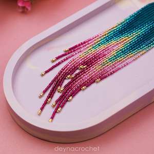 ต่างหูลูกปัดโบฮีเมียนดีไซน์สีเทอร์ควอยซ์ขอบลูกปัดแก้วงานฝีมือของขวัญเครื่องประดับ - Product Image 2