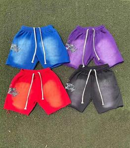 Pantalones cortos para hombre 100% algodón francés Terry de gran tamaño estampado de moda bolsillos de cintura media diseñador gráfico ácido lavado pantalones cortos para hombres - Product Image 2