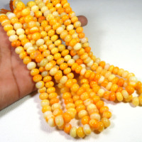 Perles Rondelles d'Opale Naturelle Teinte Orange, 9mm, Lisses et Polies, en Vrac, Fil de 16 pouces, Qualité Supérieure, Lot de Bijoux en Gros