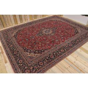 Tapis turc vintage, tapis de 9,3 x 11,6 pieds, tapis en laine rouge patchwork - Product Image 1