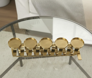 Aluminum Contemporary Five <b>Candle</b> Holder Stand Geometric Metal Candelabra Christmas Handmade Eco-Friendly Luxury Table - Product Image 4