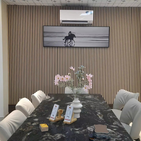 Modern Wooden Slat Acoustic Panel Rubber Core Highly Effective Sound Absorption for Living Room School Bedrooms Building Sound