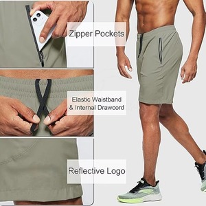 Pantalones cortos deportivos atléticos de calle alta para hombre cintura elástica transpirable de punto personalizable servicio OEM colores sólidos al por mayor 2025 - Product Image 6