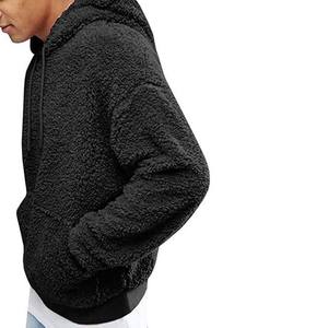 Men's Casual <b>Sherpa</b> Hoodie Long-sleeved Sweatshirt Drawstring Pullover Custom Embroidered 100% Cotton OEM - Product Image 2