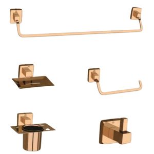 MISHWA Ensemble de salle de bain de luxe en laiton doré Kit mural de 5 pièces Porte-serviettes Porte-savon Tasse Hotel & Spa Grade - Product Image 6